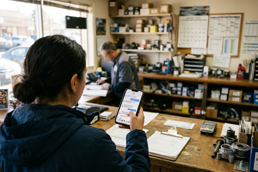 Woman using her phone to ask ChatGPT where to find your business.